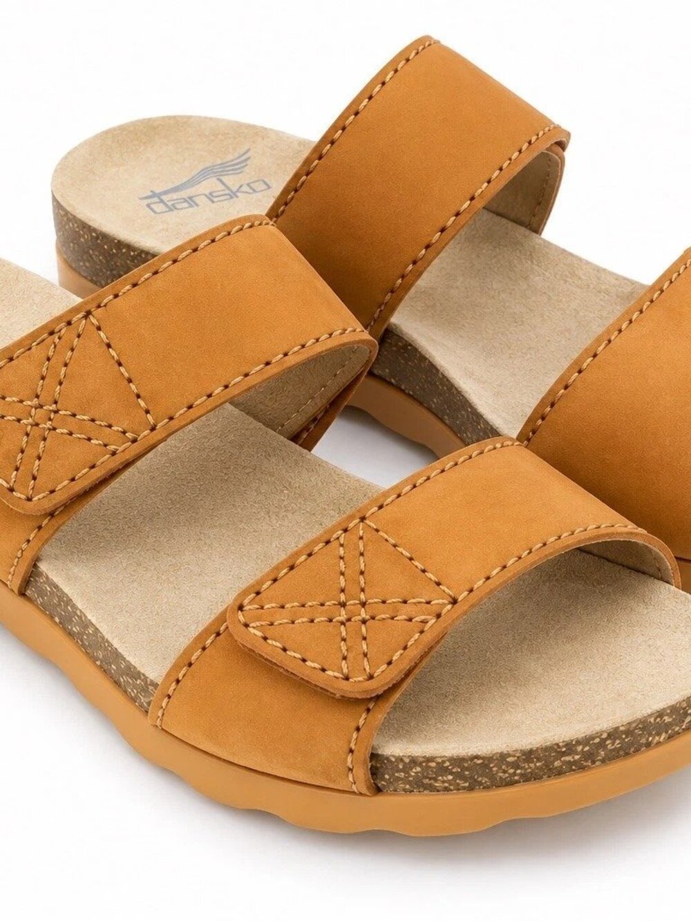 Dansko Maddy Double Strap Wedge Sandals Orange Milled Nubuck 36 US Sz 5.5-6